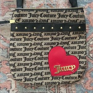 Juicy Couture Beige and Red Heart Crossbody Bag